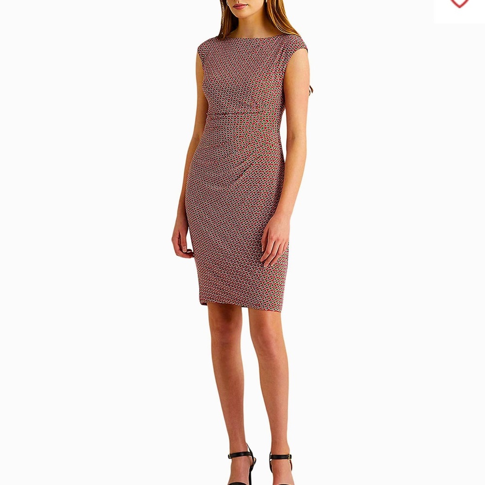 NWOT LAUREN Ralph Lauren
Print Ruched Boatneck Dress